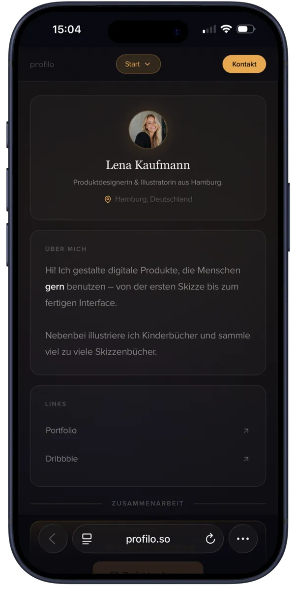 Lenas profilo-Profil auf dem iPhone