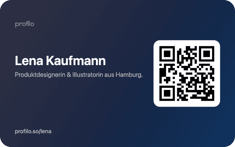 profilo-Visitenkarte von Lena Kaufmann mit QR-Code